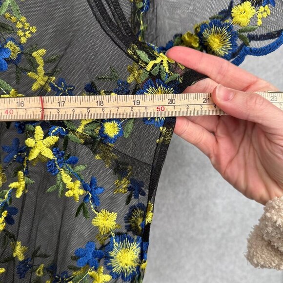 LuLaRoe Deanne II Sheer Embroidered Maxi Dress Size XL Black Blue Floral NEW - Picture 10 of 11